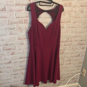 Dark Pink/Purple Sleeveless Halter Fit and Flare Dress